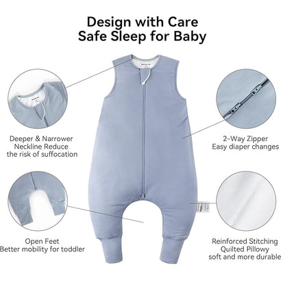 Rayon Made from Bamboo Toddler Sleep Sack with Feet 1.0 Tog Ultra Soft Toddler Sleeping Sack 3t-4t Sleep Bag Walker Quilted Wearable Blanket with Legs 2-Way Zipper Lightweight Extra Long