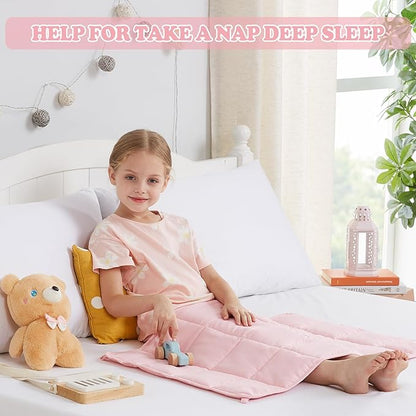 HOSUKKO Weighted Blanket - 2 lbs Pink Heavy Lap Indoor - Small Size Breathable Blanket(19 * 21 inches, 2 lbs)