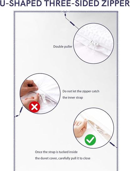 YnM Cotton Waffle Weave 3-Side Zipper Duvet Cover for Weighted Blankets | Easy on, Easy Off Coconut White, 88"x104"