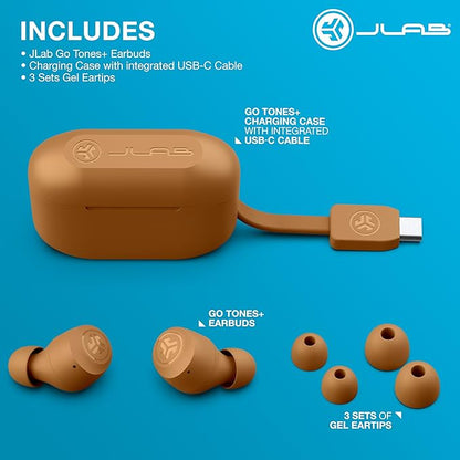 JLab Go Air Pop+ Tones True Wireless Earbuds, in Ear Headphones, Bluetooth Earphones, 35H Playtime Ear Buds, Bluetooth Earbuds with Microphone, USB-C Charging Case, Dual Connect, EQ3 Sound, (7572 W)