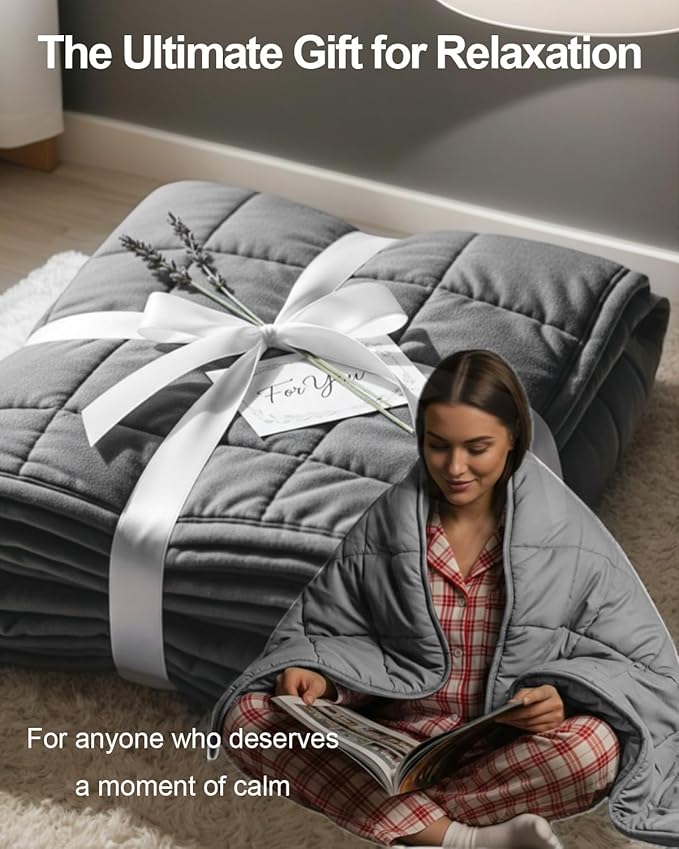 Weighted Blanket for Adults Queen Size (60x80, 20lbs), Soft Cotton with Premium Glass Beads for Bedding, Couch & Napping All Season (60''x80'' 20lbs | Grey)