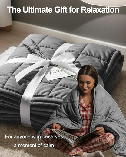 Weighted Blanket 15lbs 48"x72" Full Size for Adults, Heavy Blanket with Premium Glass Beads, Soft Microfiber Material & Breathable for All-Season Comfort (48"x72"15lbs)
