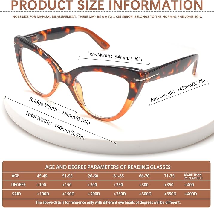 6 Pack Fashion Cat Eye Reading Glasses for Women Blue Light Blocking Oversized Spring Hinges Computer Readers