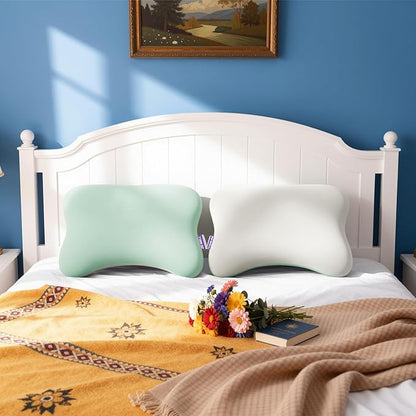 Double Side Pillow Covers, Cooling & Soft Pillow Cases for Patented Side Sleep Pillow, Machine Washable, Only Pillow Cover (Green White)
