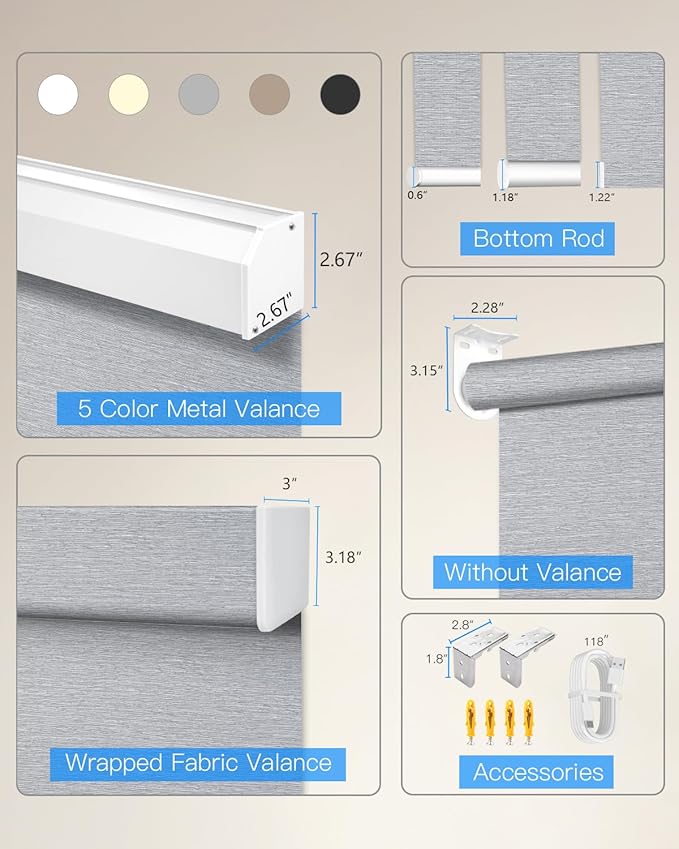 Motorized Roller Shade with Remote Control, Blackout Electric Shade for Windows Compatible with Alexa Google via Hub, Rechargeable Smart Window Blind Customized Size (Texture Grey)
