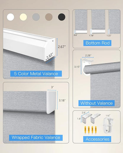Motorized Roller Shade with Remote Control, Blackout Electric Shade for Windows Compatible with Alexa Google via Hub, Rechargeable Smart Window Blind Customized Size (Texture Grey)