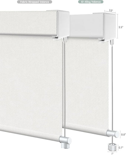 Yoolax Customized Motorized Outdoor Shades, Smart Blinds Compatible with Alexa Google, Remote Control Waterproof Blinds for Patio Porch Windows Outside (3% Openness White)