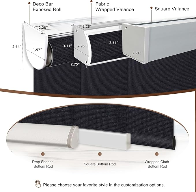 Motorized Blinds Roller Shade with Remote: Canisteo Automatic Smart Blind for Windows 100% Blackout, Electric Blinds Compatible with Alexa/Google Home/Apple Homekit, Customized Size,Noir Black