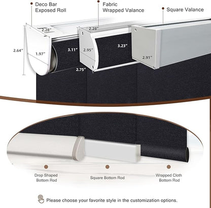Motorized Blinds Roller Shade with Remote: Canisteo Automatic Smart Blind for Windows 100% Blackout, Electric Blinds Compatible with Alexa/Google Home/Apple Homekit, Customized Size,Noir Black