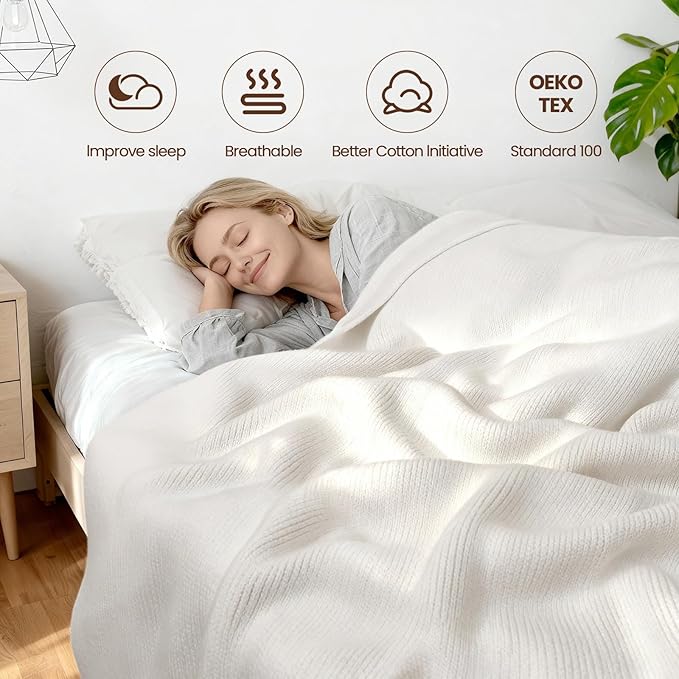 Knitted Weighted Blanket for Adults, 62"x90" 16lbs Chunky Knit Heavy Cotton Blanket, Cooling, Breathable, Sustainable, Machine Washable,Valentine's Day Birthday Gifts Presents for Mom Women