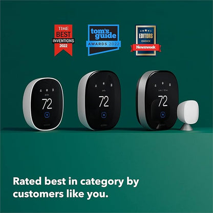 ecobee Smart Thermostat Essential - Energy Star Certified programmable Wi-Fi Thermostat - Works with Siri, Alexa, and Google Assistant