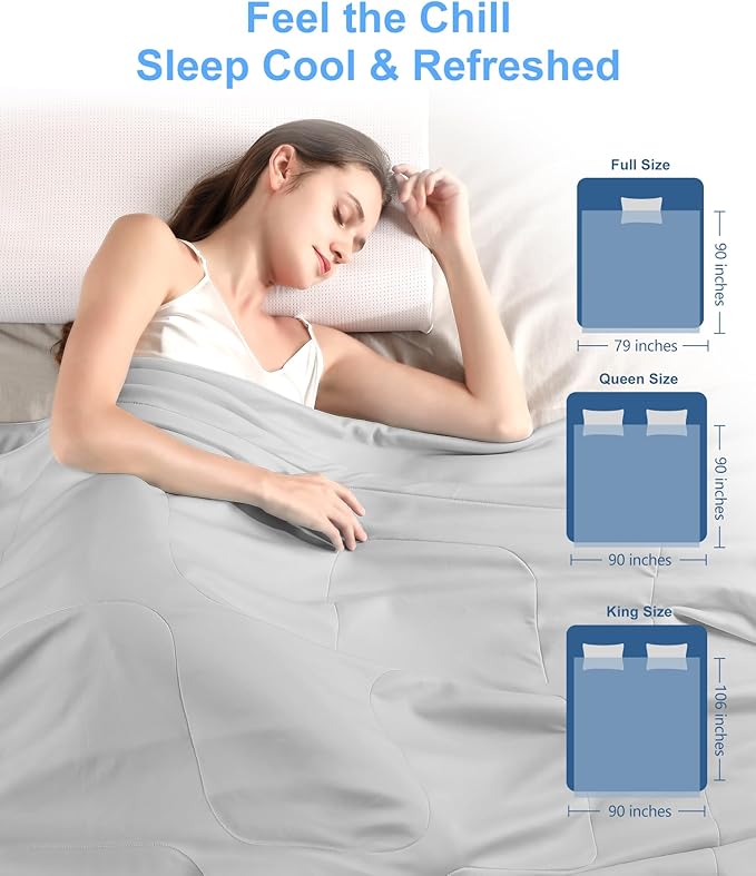 Cooling Comforter Queen Size, Summer Cooling Blanket for Hot Sleepers, Breathable and Lightweight All Season Bedding for Night Sweats, Cooling Technology for Hot Nights, 90"x90", Gray