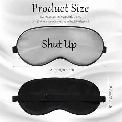 Geyoga 4 Pieces Funny Eye Mask for Sleep Soft Satin Eye Mask Blackout Blindfold with Adjustable Strap Silk Cover Out Lights for Women Men Travel, Nap, Meditation (Champagne, Grey, Purple, Black)