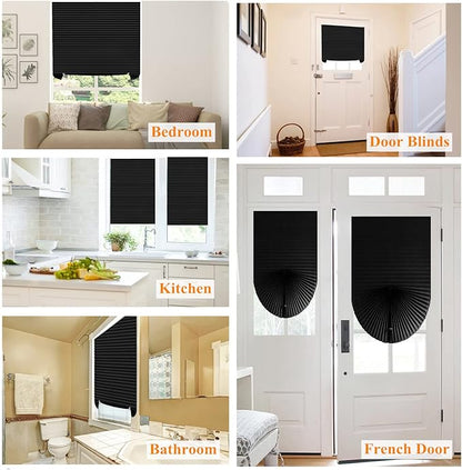 Window Blinds Cordless Blackout No Drill Cut to Size Clip On Stick On Self Adhesive Temporary Blinds Pleated Paper Blinds for Windows Doors Shades for Home Nursery Bedroom Kitchen Bathroom