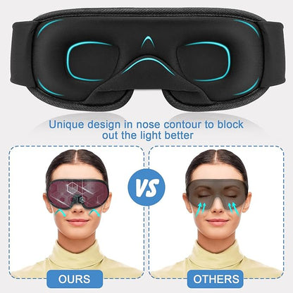 Sleep Mask, Super Soft 3D Contoured Cup Sleeping Mask, Upgraded 100% Blockout Light Sleep Masks for Women Men with Adjustable Strap, Comfortable Concave Molded Eye Covers for Sleeping, Blue