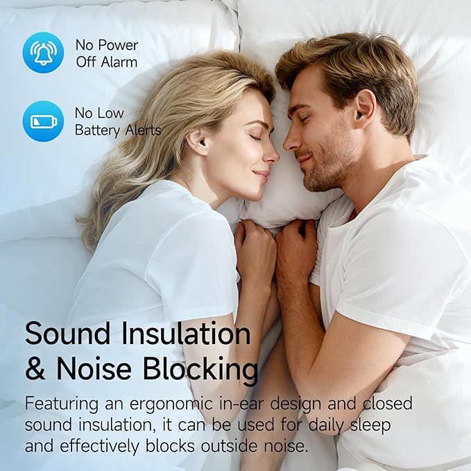 sunvito Sleep Earbuds for Side Sleepers, Mini Invisible Wireless Bluetooth 5.4 Micro Sleep Headphones, Hidden Earbuds with LED Screen for Small Ears Sleeping Working, Exercise, Hiking(Black)