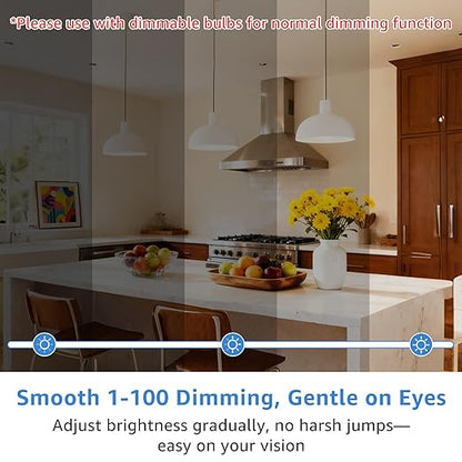 1 Pack Smart Dimmer Switch, Single Pole with Neutral Wire Required, 2.4GHz WiFi Switch Compatible with Alexa & Google Home, No Hub Needed, 150W Max LED/CFL 600W Max Incandescent, ETL Certified, White