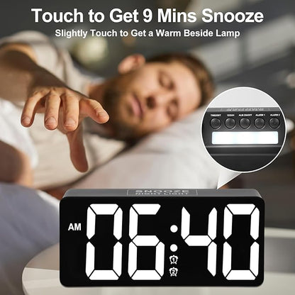 PPLEE Alarm Clock for Bedroom with Night Light & Bold Digits-7 in Digital Clock with Dual Alarms & USB Charger Ports,Battery Backup,Adjustable Brightness&Volume,DST, Loud Desk Clock for Heavy Sleeper