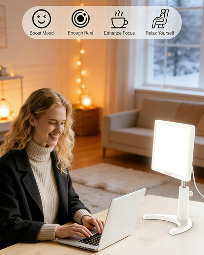 12000 Full Spectrum, UV-Free Light LED Sunlight Lamp with 3 in 1 Mount, Timer & Adjustable Brightness, Portable, Daylight for Office Reading Morning Routine