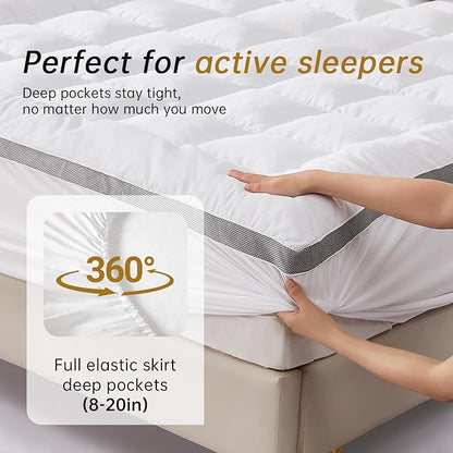 SAPHREAS 3 Inch Memory Foam Mattress Topper King Size with 8-20 inches Stretchable Pockets, Soft Pillow Top Mattress Pad for Back Pain Relief with Breathable Air Mesh Sides