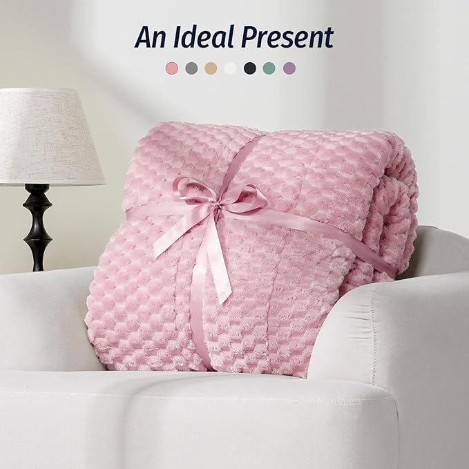 Wemore Fleece Weighted Blanket for Adults (48" x 72" 12lbs, Pink), Dual Sided Cozy Soft Sherpa Heavy Blanket, 3D Imitation Turtle Shell Warm Jacquard Flannel Weighted Blankets for Couch and Bed