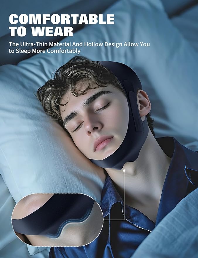 Chin Strap for Sleeping,FSA Eligible HSA,Anti Snore Chin Strap for CPAP Users,Anti Snoring Devices Breathable and Reusable for Men and Women,Simple and Effective Snoring Solution