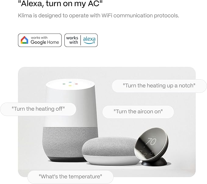 Boldr Klima Smart Thermostat for Air Conditioners, Window A/C, Mini Splits & Heat Pumps - Alexa & Google Home Compatible, WiFi Control App, Energy Saving, Easy DIY Install, Aluminum Silver
