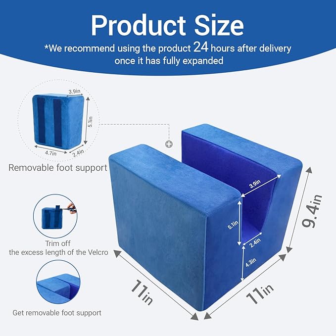 Anti-Roll Knee Replacement Pillow for Post-Surgery Stability, U-Shaped Leg Elevator Stabilizer for ACL, Hip & Ankle Recovery - Foam Support with Detachable Footrest for Swelling Relief & 0° Extension