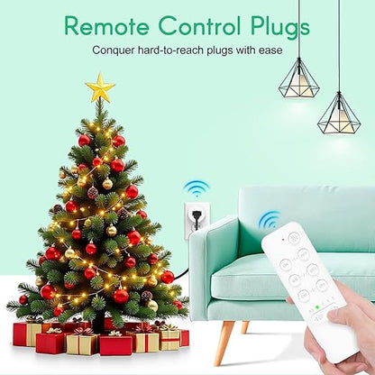 NineLeaf Remote Control Outlets, Wireless Remote Control Outlet, Remote Control Outlet with Timer, 3-Pack with Countdown Timer, 15A/1500W, 500Ft Range,V0 Fireproof & Electric Shock - Proof, White