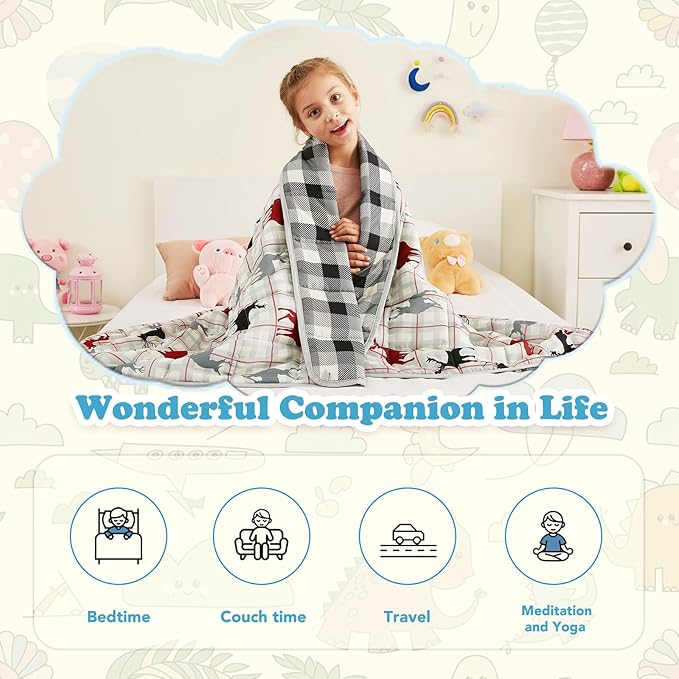 CuteKing Weighted Blanket - Weighted Blanket with Premium Glass Beads - Breathable Heavy Blanket for Comfort Sleep - Soft Thick Blanket All Season(5lbs, 36"x48", Deer)