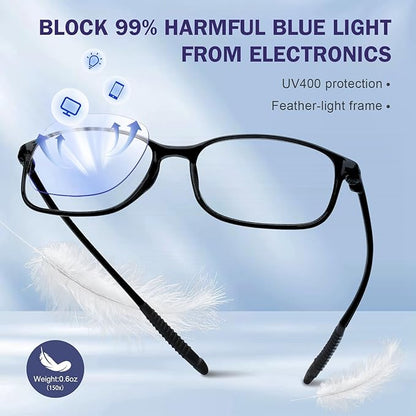AQWANO Reading Glasses for Men Women, Blue Light Blocking Computer Readers, 4 Pack TR90 Flexible Unbreakable Frames Lightweight Cheaters