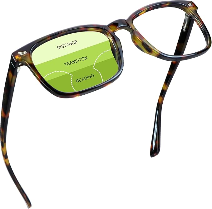 YEIN Progressive Multifocus Reading Glasses, Spring Hinge Blue Light Blocking Glasses for Women Men, No Line Multifocal Readers with Clear Lenses (+1.00/+4.00 magnification)