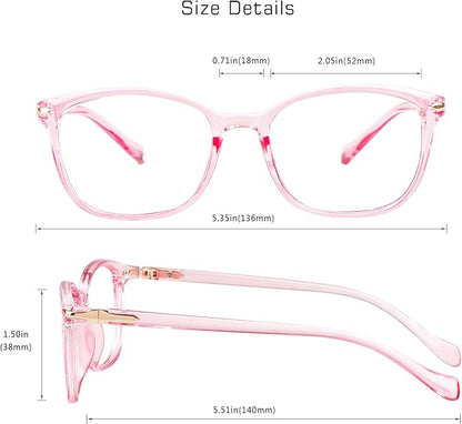 VisionGlobal Blue Light Blocking Glasses for Women/Men, Anti Eyestrain, Computer Reading, TV Glasses, Stylish Square Frame, Anti Glare