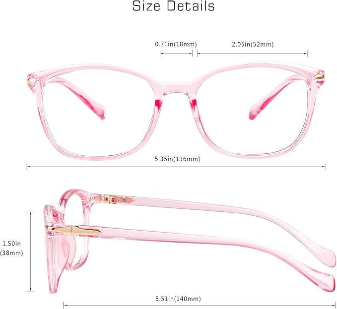 VisionGlobal Blue Light Blocking Glasses for Women/Men, Anti Eyestrain, Computer Reading, TV Glasses, Stylish Square Frame, Anti Glare