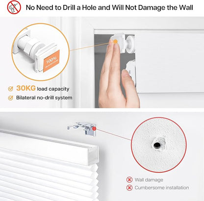 LazBlinds No Drill Blinds for Indoor Windows, Blackout Roller Shades, Cordless Window Blackout Blinds, Thermal Insulated Fabric UV Protection for Home and Office, 47" W x 72" H, White
