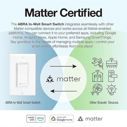 Intermatic Smart Wi-Fi Switch – Matter Certified, Compatible with Alexa, Google Home & Siri, Single-Pole & 3-Way Compatible - Automate Lights & Motor Loads, 2.4 GHz Wi-Fi Only, No Hub Required