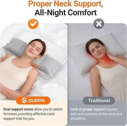 Cervical Neck Pillow with Dual Support Zones for Customizable Support, O-Shaped Memory Foam Cloud Pillow, Cradling Comfort without Ear Pressure, Bed Pillow for Back, Side, Stomach Sleepers, Soft Cover