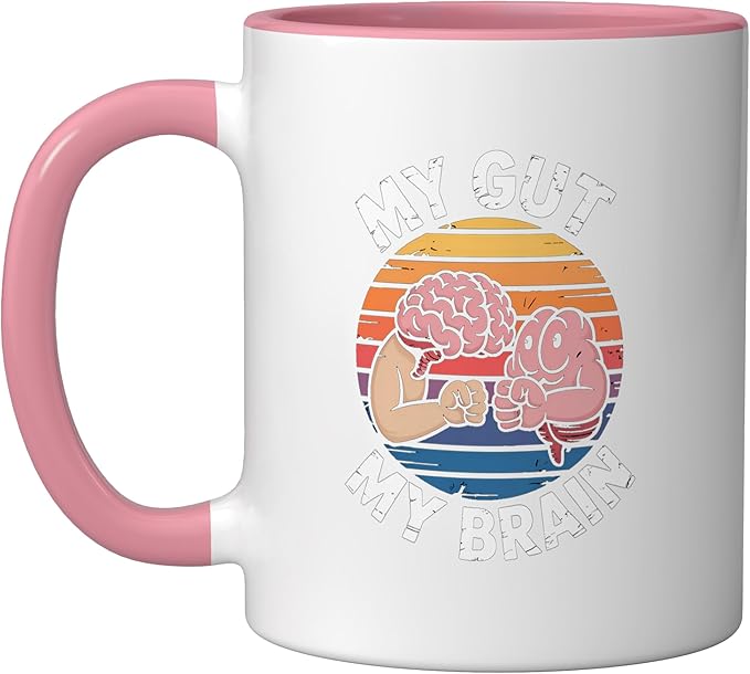Relaxation Breathing Vagus Nerve Stimulation Stress Relief Ceramic Mug, Pink/White