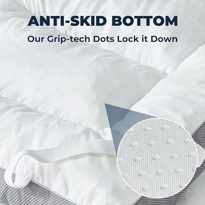 HYPREST 4 Inch Memory Foam Mattress Topper King，Thick Cooling Cotton Pillow Top Mattress Topper with 2000 GSM Shredded Memory Foam - Soft & Supportive for Back Pain Relief,Non-Slip Bottom