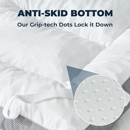HYPREST 4 Inch Mattress Topper Queen, Thick Cooling Cotton Pillow Top with 2000 GSM Shredded Memory Foam - Soft & Supportive for Back Pain Relief，Non-Slip Bottom