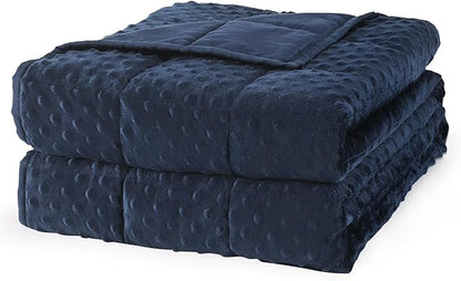 Mr. Sandman Weighted Blanket for Adults, Minky Heavy Blanket for Woman,Man Sleeping/Calm, Soft and Cozy Weighted Throw Blankets, Machine Washable, 80 x 87in, 20 lbs, Navy Blue
