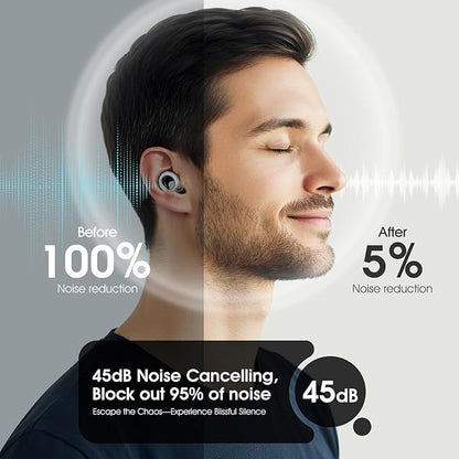 Ear Plugs for Sleeping Noise Cancelling, Soft EarPlugs for Concert, 45dB Reusable Ear Plugs for Noise Reduction with 8 Ear Tips, Comfortable Silicone Earplugs for Sleep, Work, Travel (White)