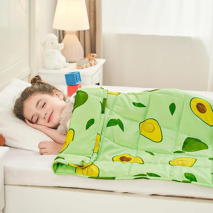 yescool Weighted Blanket 5 Pounds Cooling Weighted Lap Blanket, Green Avocados Heavy Blanket for Sleeping, Breathable Weighted Throw Blanket Gift for 40-60lbs, 36"x48"