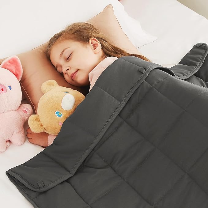 CuteKing Weighted Blanket (5lbs, 36"x 48", Grey) Heavy Blanket for 40-60lbs, Weighted Blanket for Cooling & Heating with Premium Glass Beads, Thick Blanket All-Season
