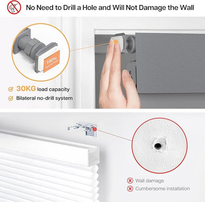 LazBlinds No Drill Blinds for Indoor Windows, Blackout Roller Shades, Cordless Window Blackout Blinds, Thermal Insulated Fabric UV Protection for Home and Office, 25" W x 72" H, Grey