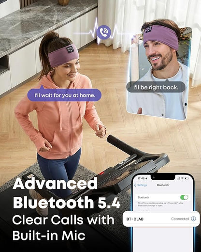 Sleep Headphones Headband for Side Sleepers - Bluetooth Wireless Music Headband with Stereo Speakers, Sweatproof for Sports and Meditation