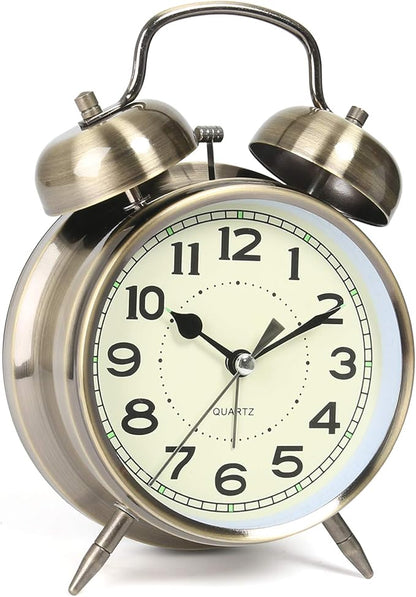 AYRELY® Super Loud Alarm Clock for Heavy Sleepers Adults,Twin Bell Retro 4 Inch Silent Non-Ticking Quartz with Backlight, Alarm Clocks for Bedrooms,Bedside,Study Room (Bronze)