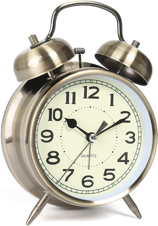 AYRELY® Super Loud Alarm Clock for Heavy Sleepers Adults,Twin Bell Retro 4 Inch Silent Non-Ticking Quartz with Backlight, Alarm Clocks for Bedrooms,Bedside,Study Room (Bronze)