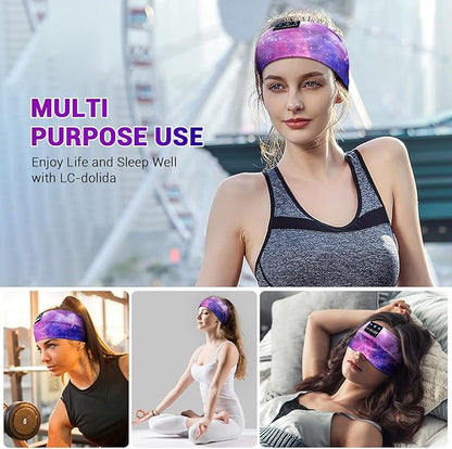 LC-dolida Sleep Headphones Bluetooth Headband Sleeping Wireless Headband Headphones with Thin HD Stereo Speakers Perfect for Side Sleepers, Sport, Yoga, Travel