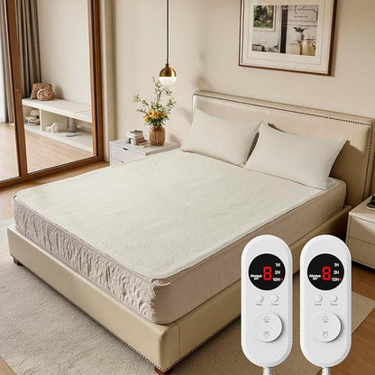 Heated Mattress Pad Calking Size - Electric Mattress Pad with Dual Control, Soft Blanket, Bed Warmer Heater Sheets, 8 Heating Settings,1/2/10 Hours Auto Shut Off, 72" x84" Cal King